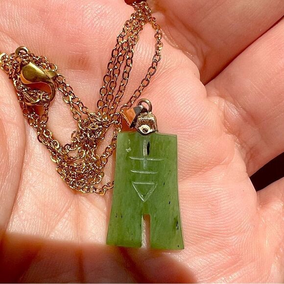 NEW Vintage Jade stone pendant choker necklace - Picture 1 of 3